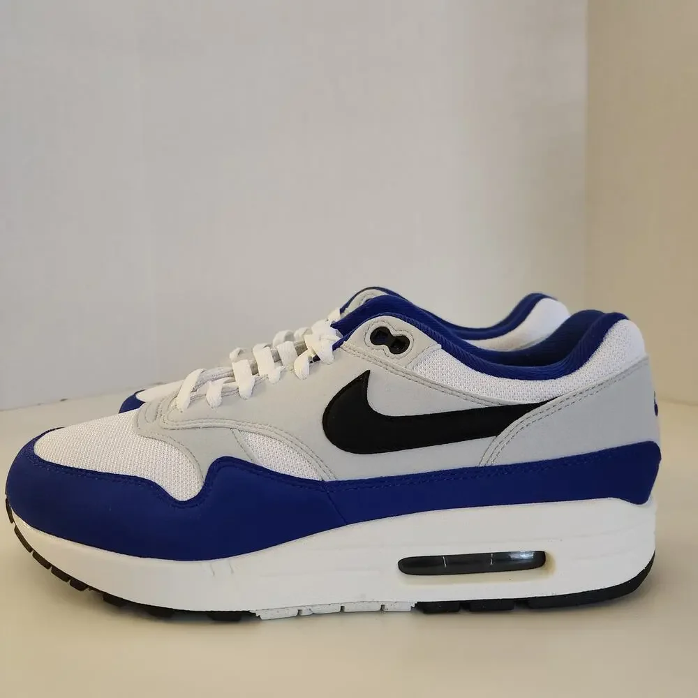 Nike Air Max 1 Mens White/Black-Deep Royal Blue Size 10 - Picture 4 of 10